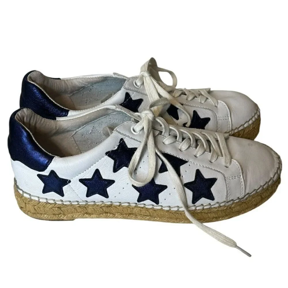 Marc Fisher LTD Marcia Star White And Blue Star Espadrille Sneakers Size 6.5